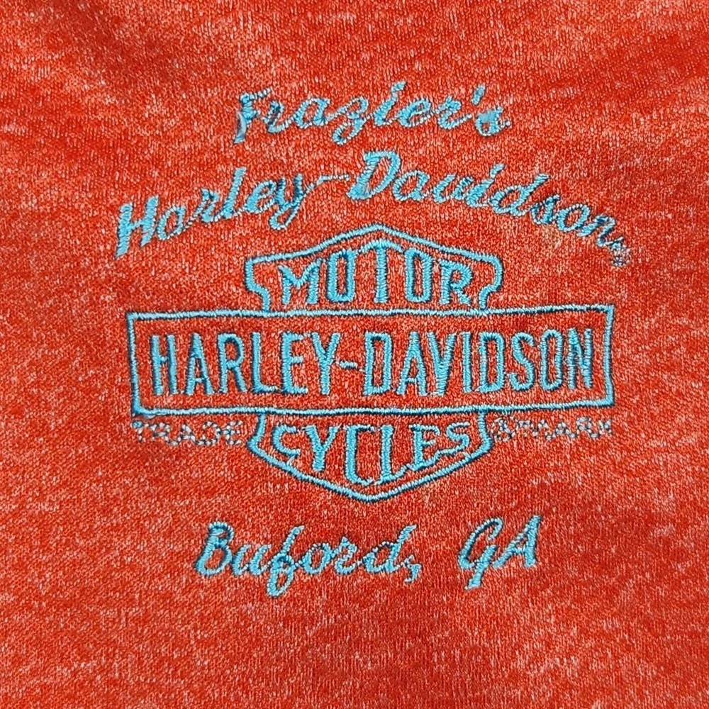 Harley-Davidson Performace Sweatshirt Womens Medium Orange Zip Lightweight Jaket